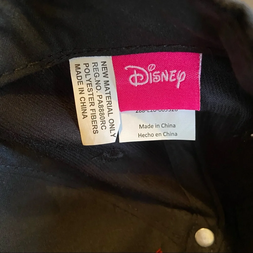 Disney Minnie Mouse Corduroy Hat Cap Girl’s Black Red Polka Dot Bow Ears One Sz